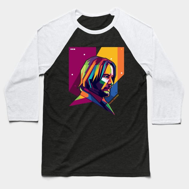 Keanu Reeves Pop Art Baseball T-Shirt by Alanside
